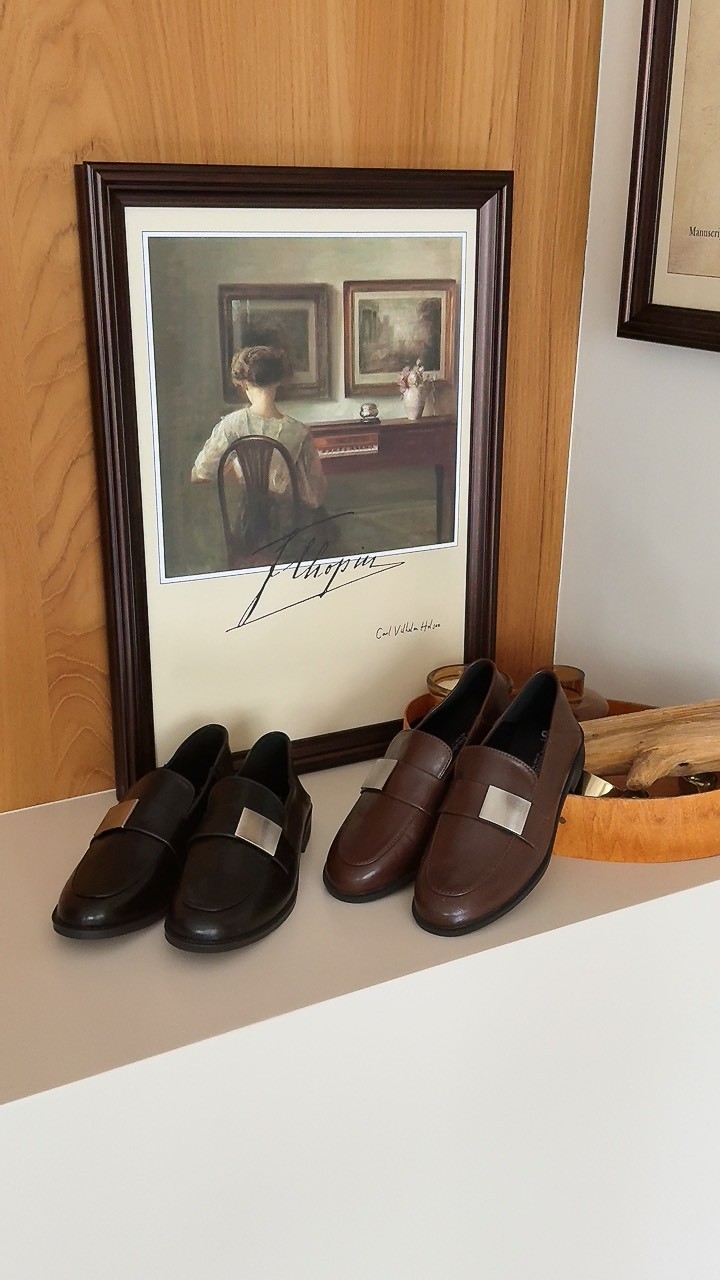 SM01簡約銀方飾樂福鞋